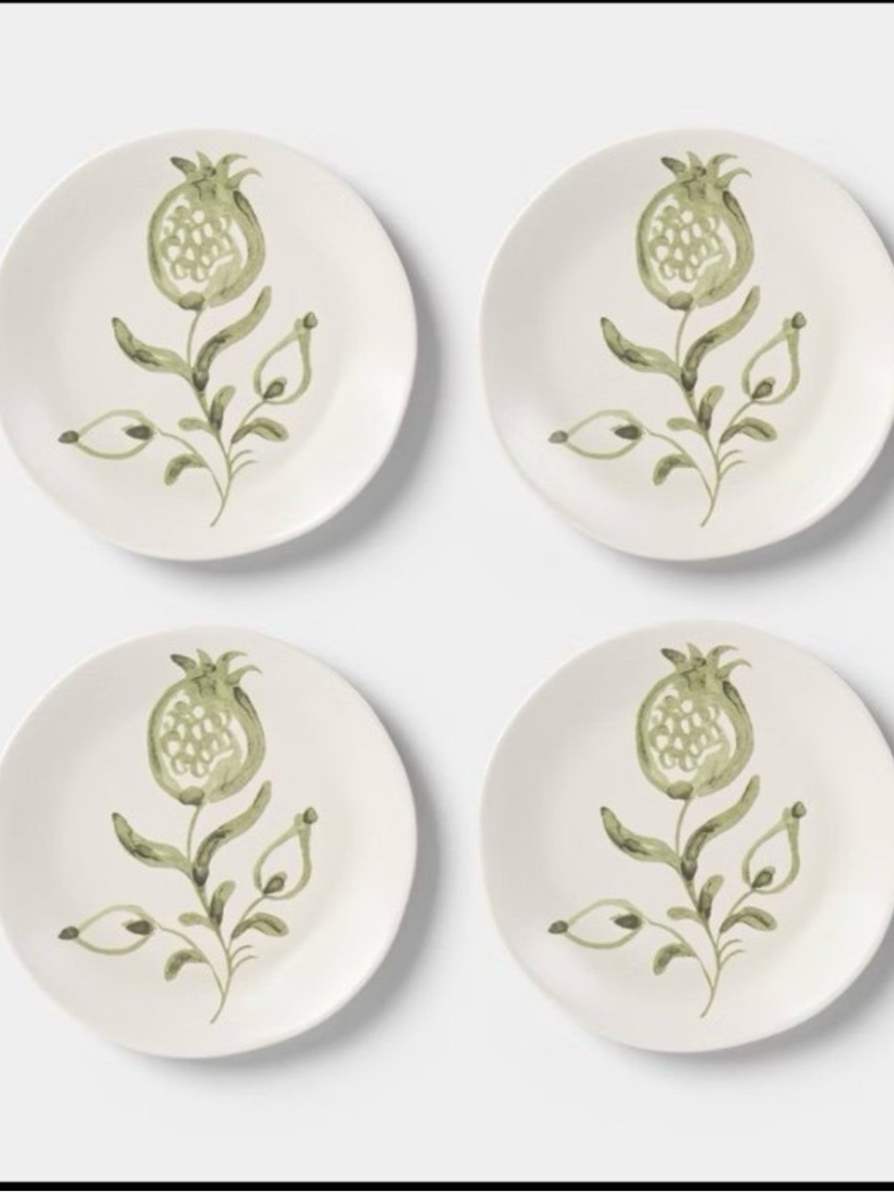 4pk 6" Green Hand Painted Stoneware Aralia Appetizer Plates - Threshold™
